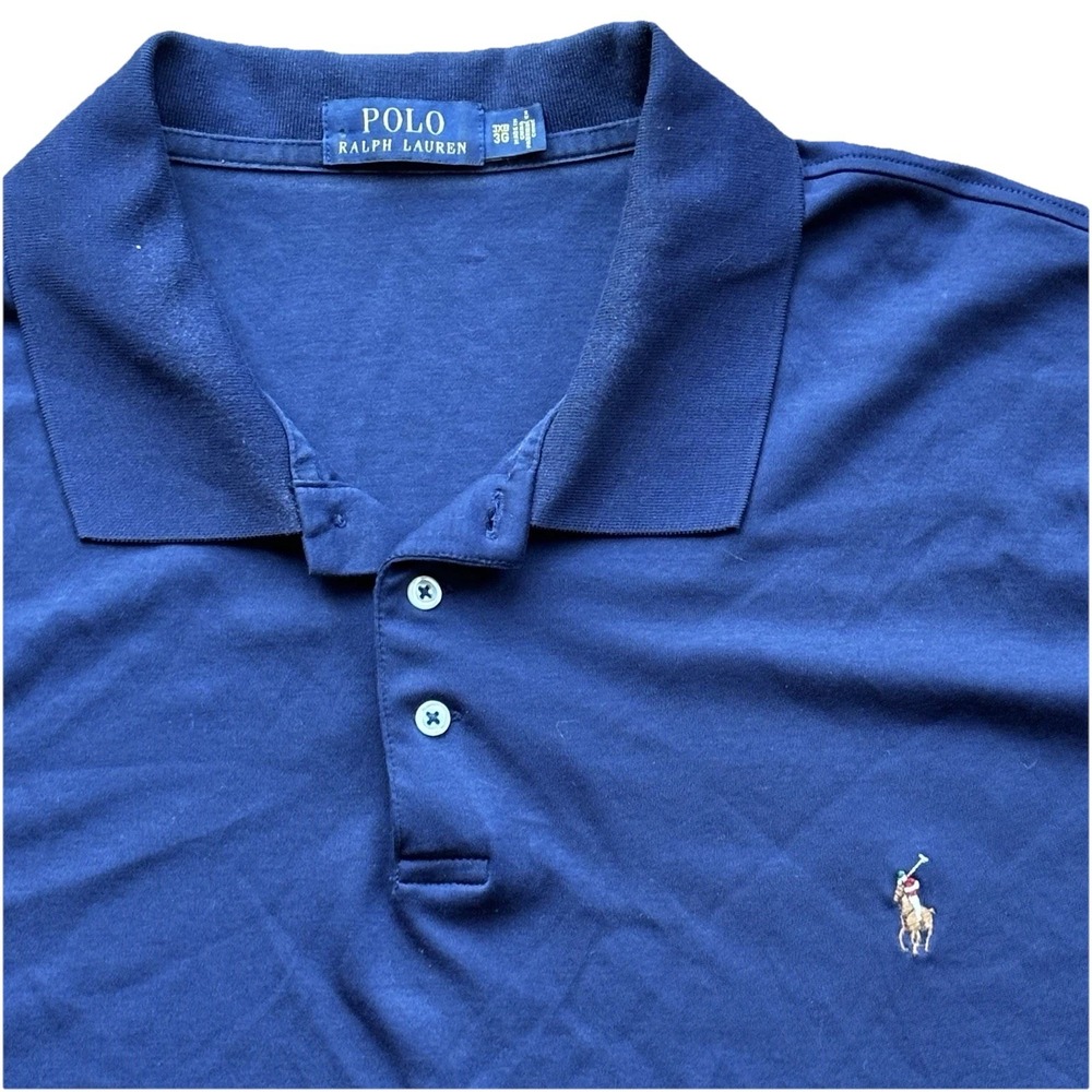 Polo Ralph Lauren Men's 3XB 3XL‎ Blue Short Sleeve Polo Shirt Flesh Colored Pony